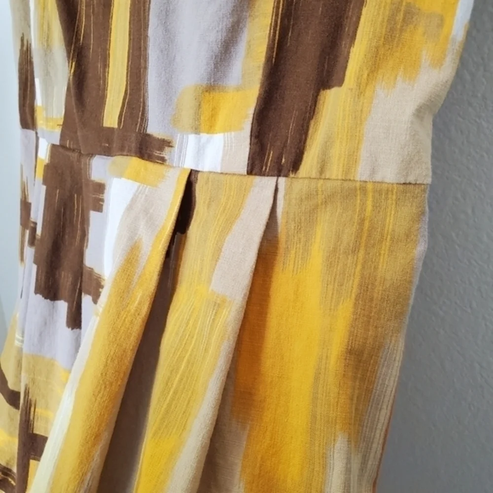 Anthropologie Tabitha Women's Brushstrokes Sleeveless Cotton Fit & Flare‎ Dress